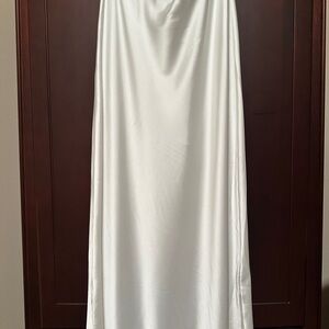 Renee C. White Satin Fabric Maxi Skirt